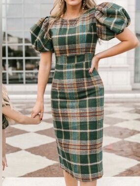Ivy City Holly Plaid Dress, L